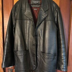 Oakwood Men's Black Leather Trench Coat